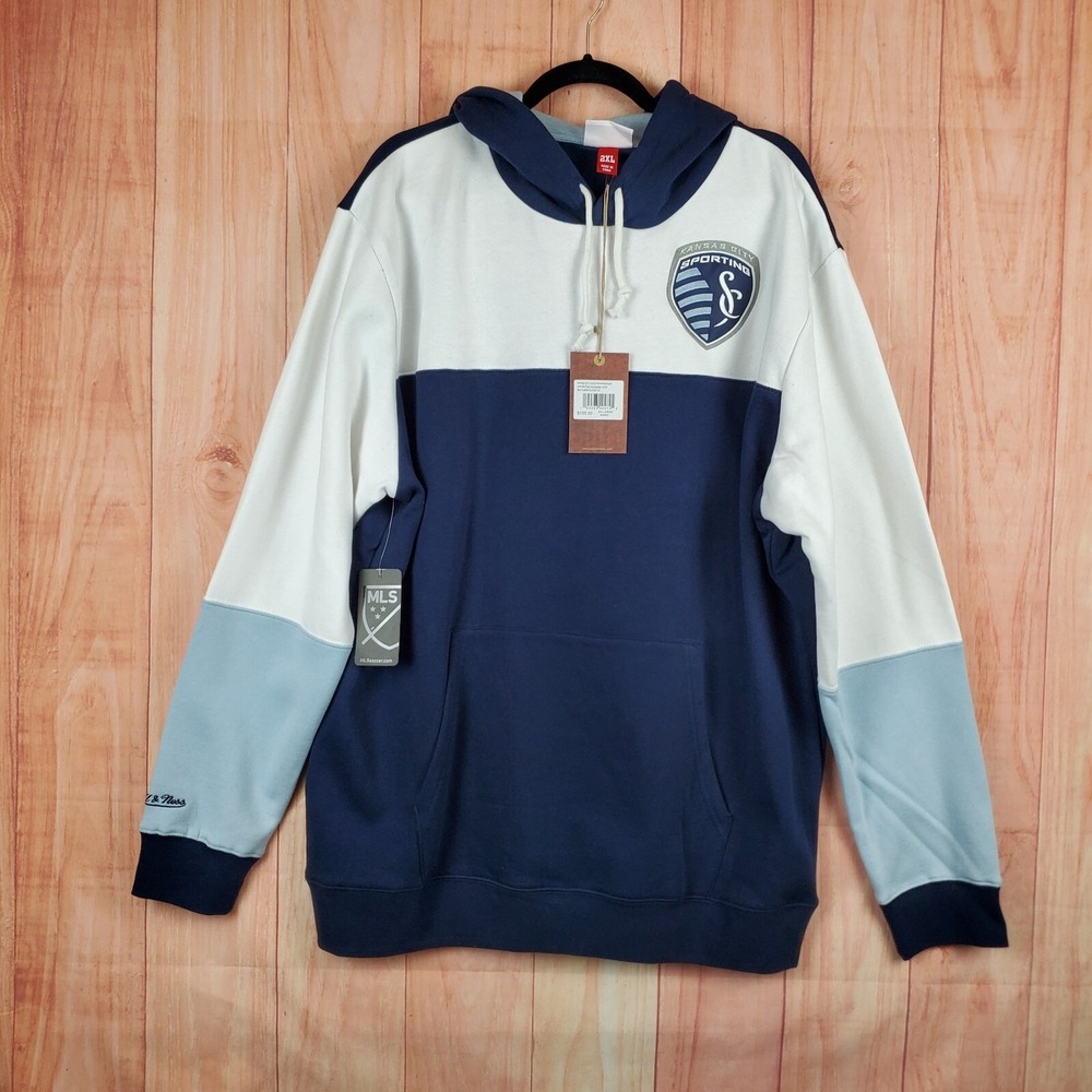 Mitchell & Ness Hoodie Mens 2XL Navy Graphic Sporting Kansas City Sweatshirt